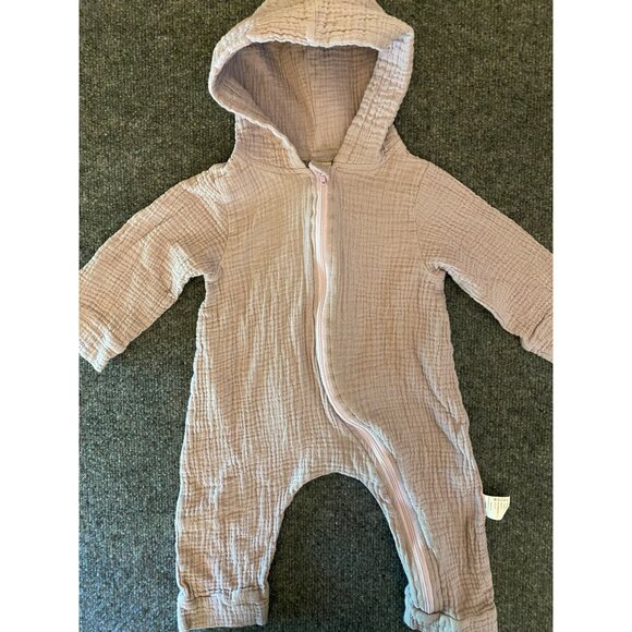 Crinkled Cotton Dino Romper Toddler 18-24m Lavender Zip Up Hooded 1-pc. (EU‎ 90) - Picture 9 of 12